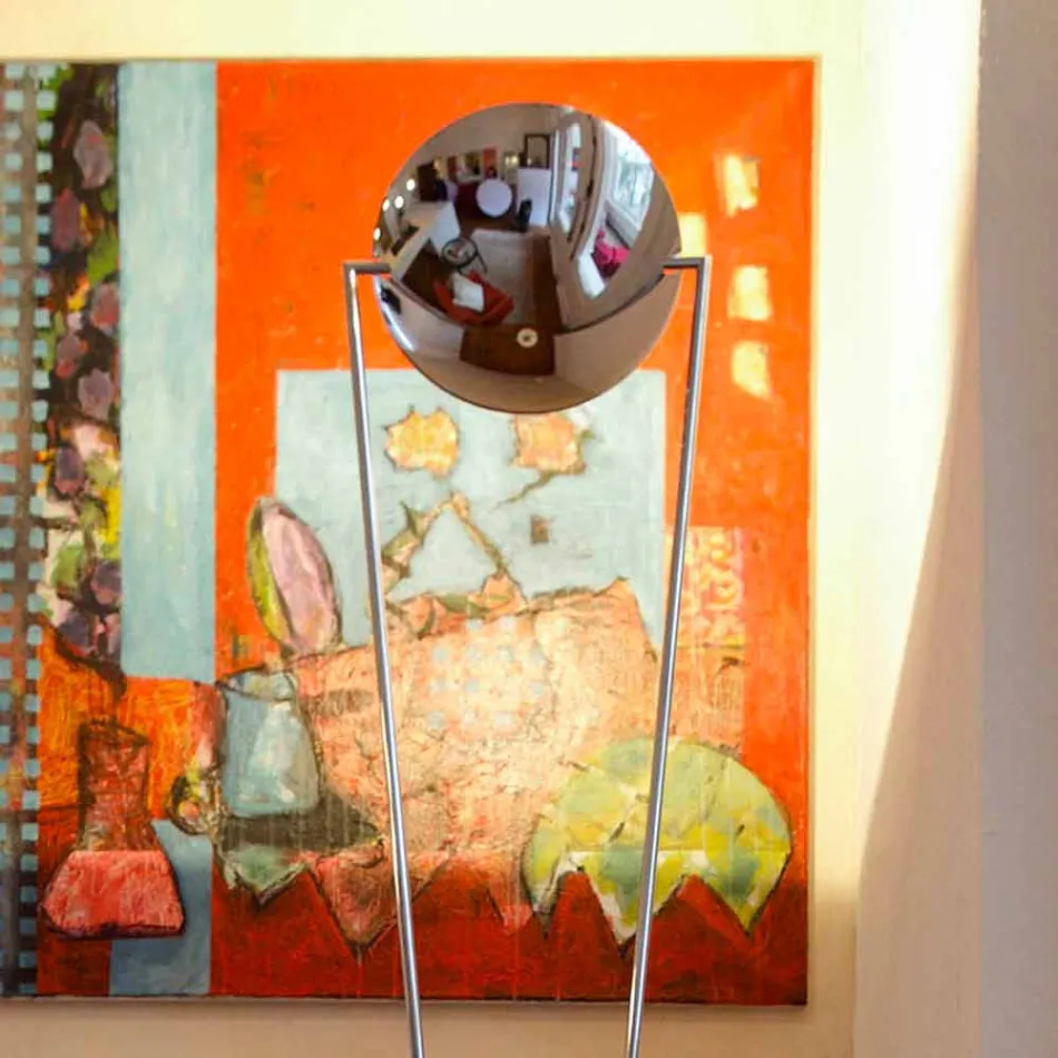 Llambë dyshemeje me strukturë metalike dhe LED të integruar prodhuar në Itali - Rione Viadurini