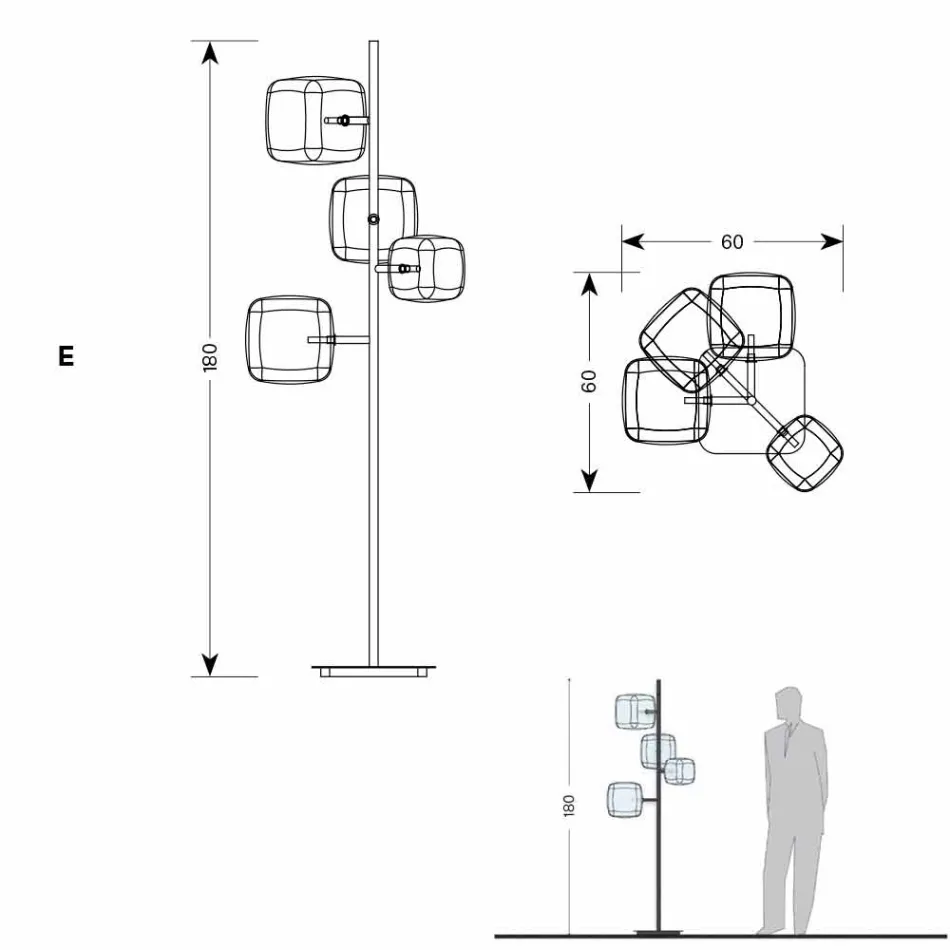 Dizajn llambë dyshemeje me strukturë metalike me shkëlqim prodhuar në Itali - Donatina Viadurini