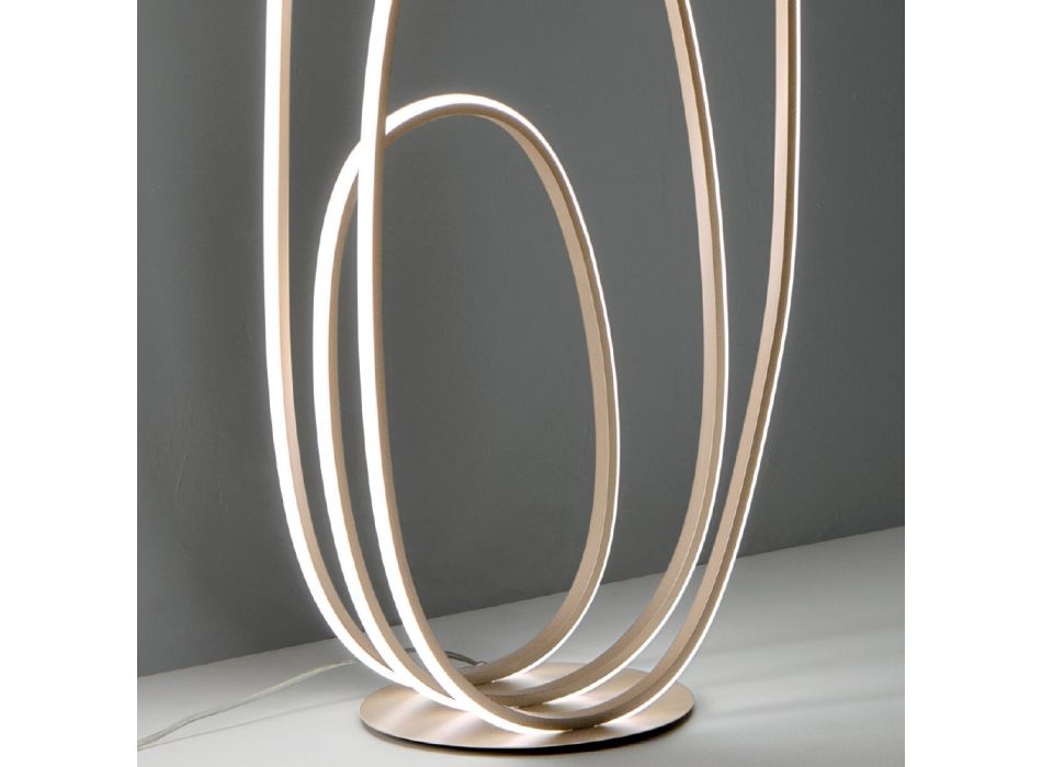 Llambë dyshemeje e projektuar në metal të lyer me finiturë ari me LED - Simea Viadurini