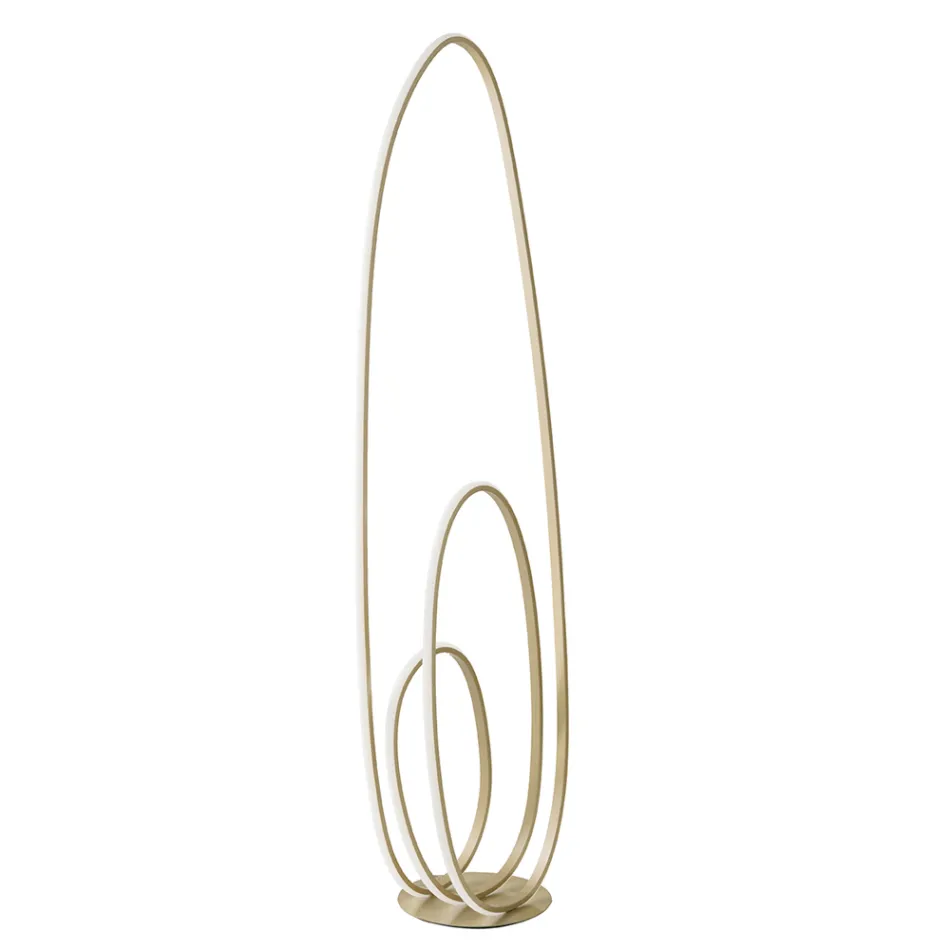 Llambë dyshemeje e projektuar në metal të lyer me finiturë ari me LED - Simea Viadurini