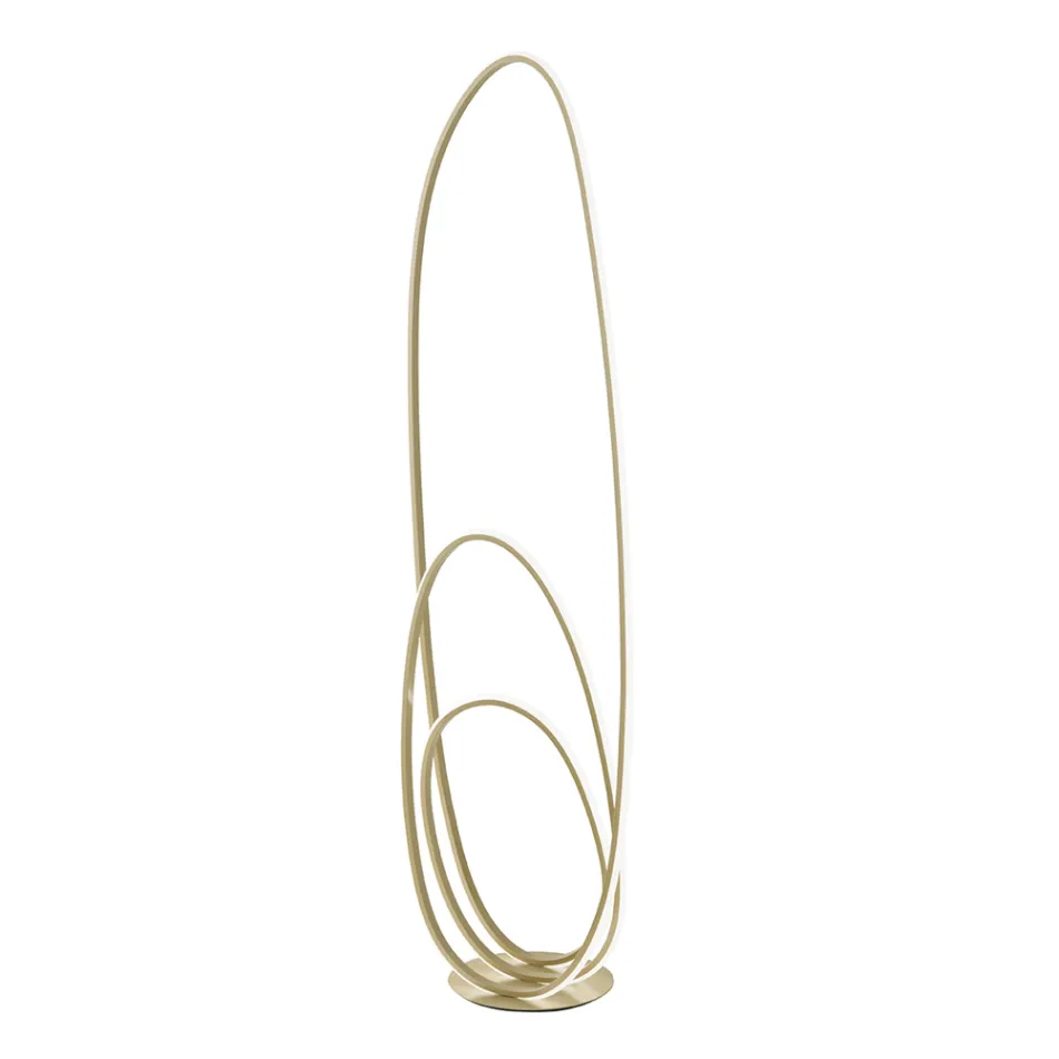 Llambë dyshemeje e projektuar në metal të lyer me finiturë ari me LED - Simea Viadurini