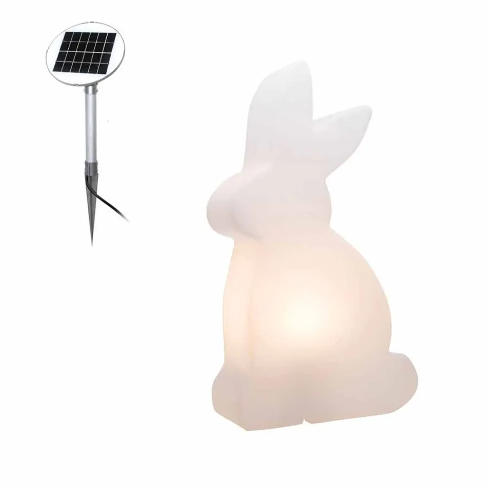 Dizajni llambë dyshemeje, lepuri i bardhë për ambiente të jashtme dhe të jashtme - Conigliostar Viadurini