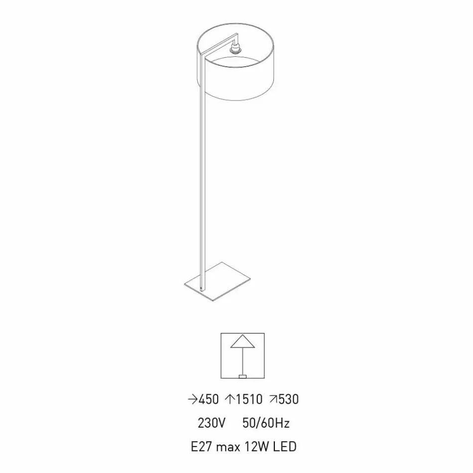 Dizajni llambë dyshemeje në metal me abazhur prej liri prodhuar në Itali - Bali Viadurini