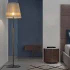 Dizajni llambë dyshemeje në metal, dru dhe organza prodhuar në Itali - Boom Viadurini