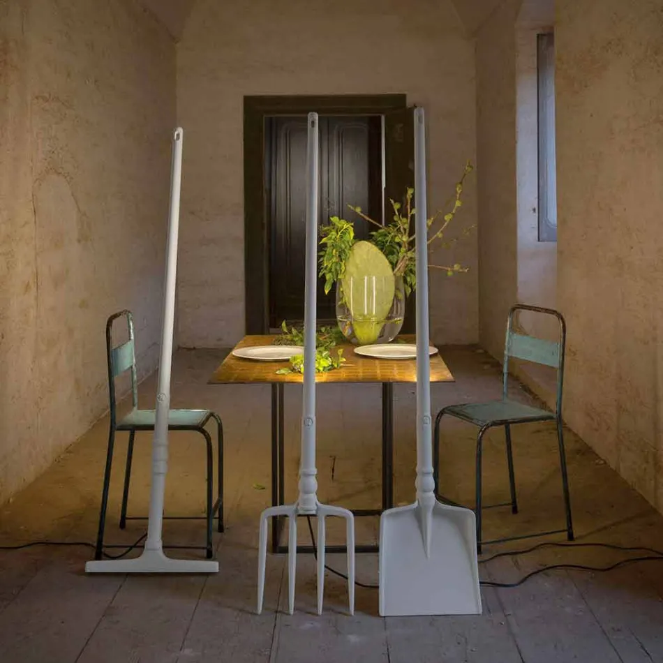 Llambë dyshemeje në natyrë në projektin e bardhë teknopolimer të 3 formave - Mjetet Viadurini