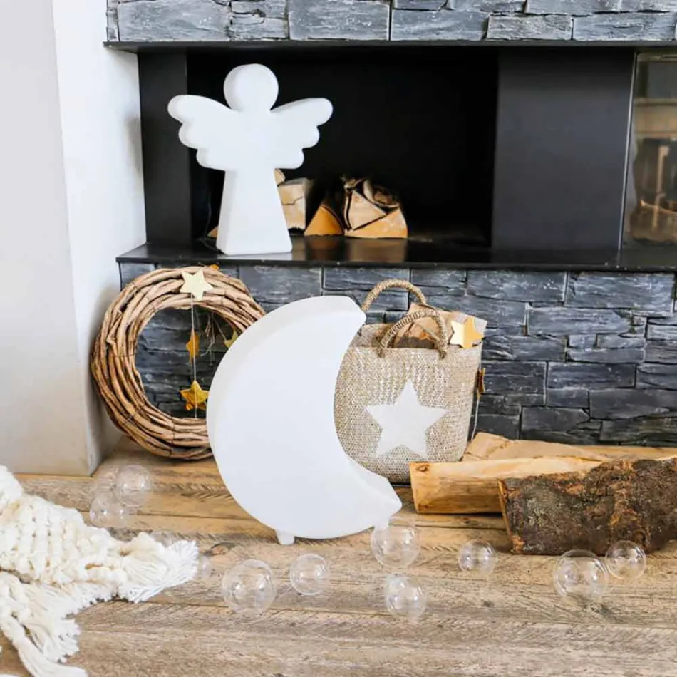 Llambë dyshemeje me formë hëne në dizajn modern me madhësi plastike 2 - Lunastar Viadurini