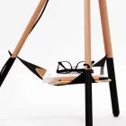 Llambë dyshemeje në dru dhe metal me detaje në lëkure Vegan - Avetta Viadurini