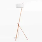 Llambë dyshemeje në dru dhe metal me detaje në lëkure Vegan - Avetta Viadurini