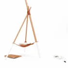 Llambë dyshemeje në dru dhe metal me detaje në lëkure Vegan - Avetta Viadurini