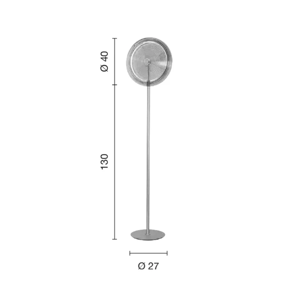 Llamba dyshemeje me metal dhe xhami e zbukuruar me vija koncentrike - Hackberry Viadurini