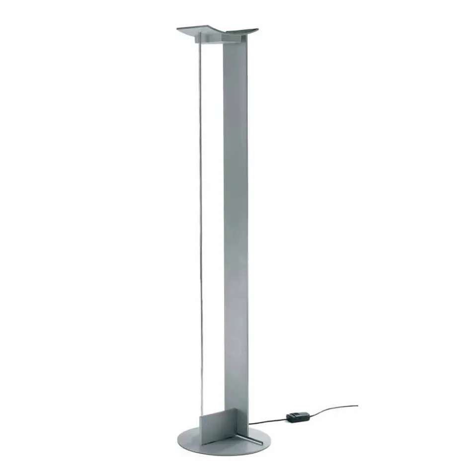 Llambë dyshemeje në metal të lakuar me LED të integruar të prodhuar në Itali - Indra Viadurini