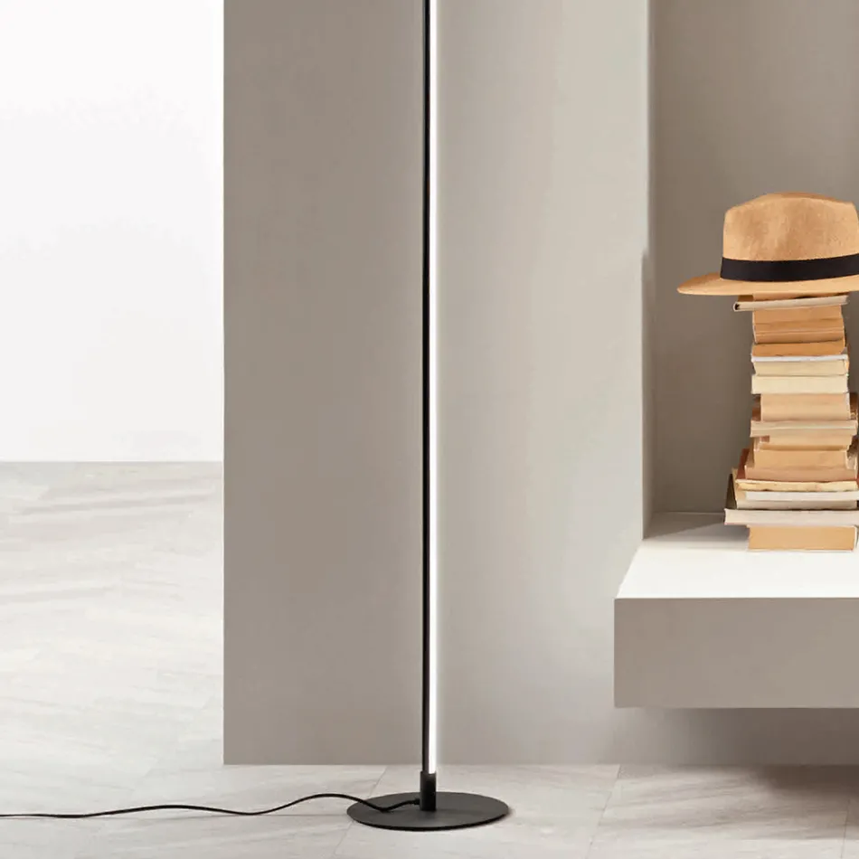 Llamba dyshemeje ne ngjyre te zeze metalike e lyer me drite Led - Portokalli Viadurini