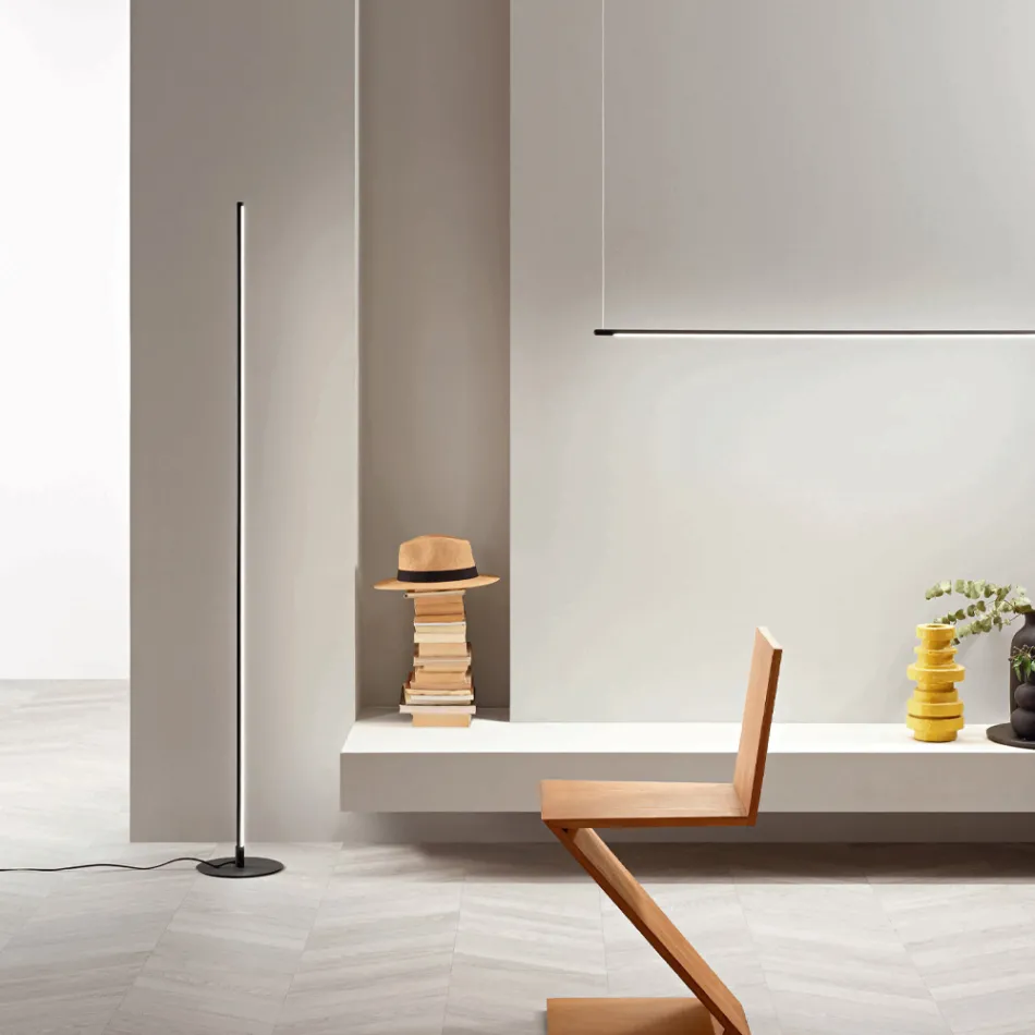 Llamba dyshemeje ne ngjyre te zeze metalike e lyer me drite Led - Portokalli Viadurini