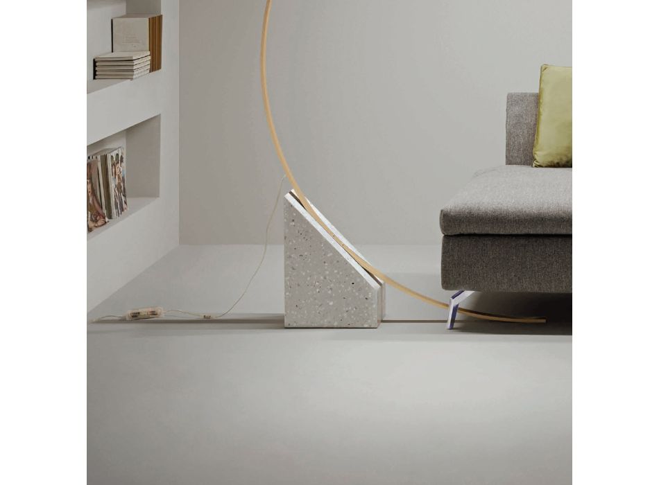 Llambë dyshemeje në metal të lyer me dritë LED që zvogëlohet - Eukalipt Viadurini