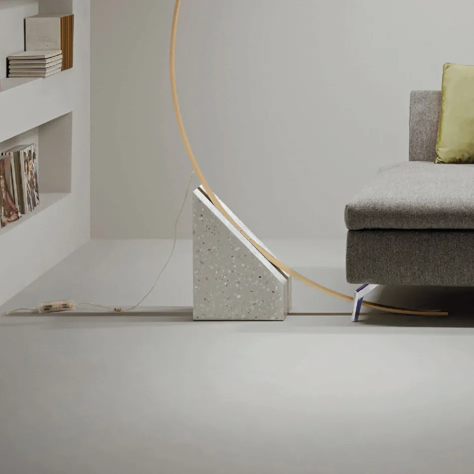 Llambë dyshemeje në metal të lyer me dritë LED që zvogëlohet - Eukalipt Viadurini