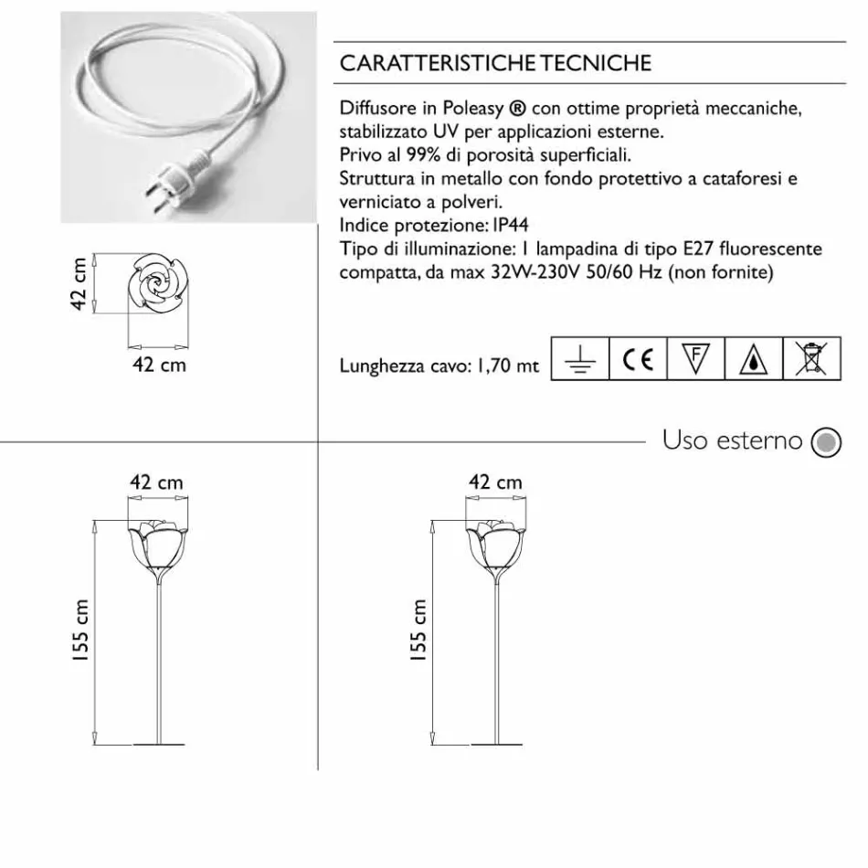 Llambë dyshemeje plastike për dizajnin e luleve për ambiente të jashtme - Dashuria e foshnjës nga Myyour Viadurini