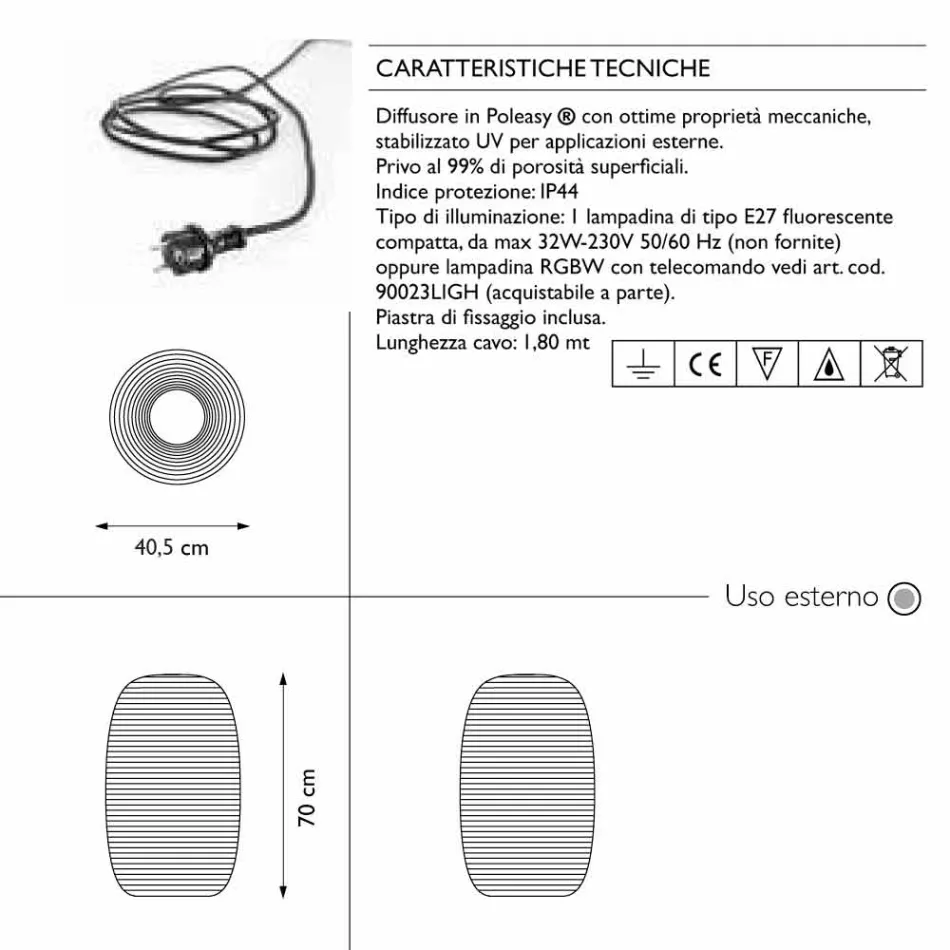 Llambë dyshemeje për dizajn në natyrë në 3 madhësi, 2 copë - Pandora S nga Myyour Viadurini