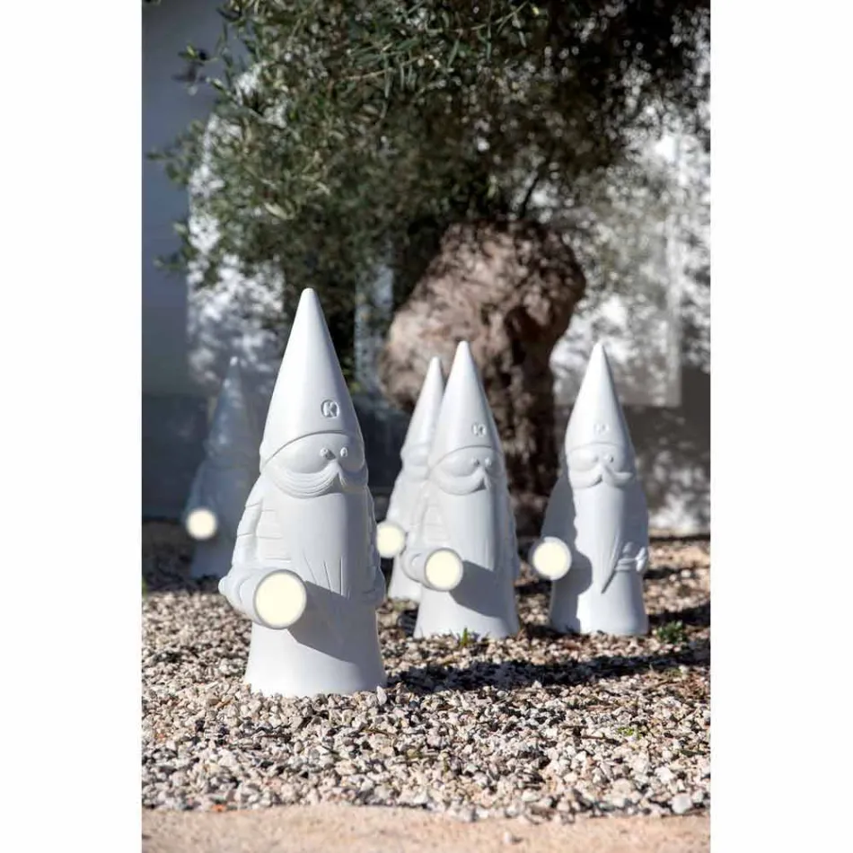 Llambë dyshemeje me dritë të jashtme në dizajn modern teknopolimer të bardhë - Nano Viadurini