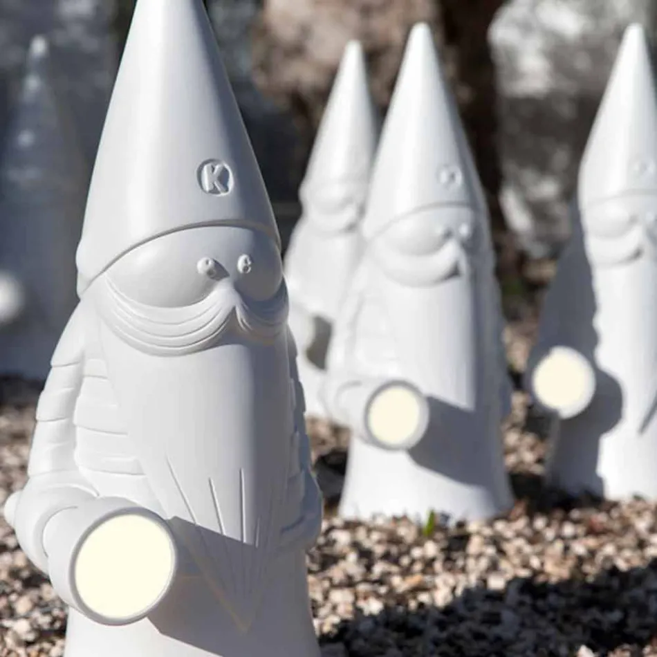 Llambë dyshemeje me dritë të jashtme në dizajn modern teknopolimer të bardhë - Nano Viadurini