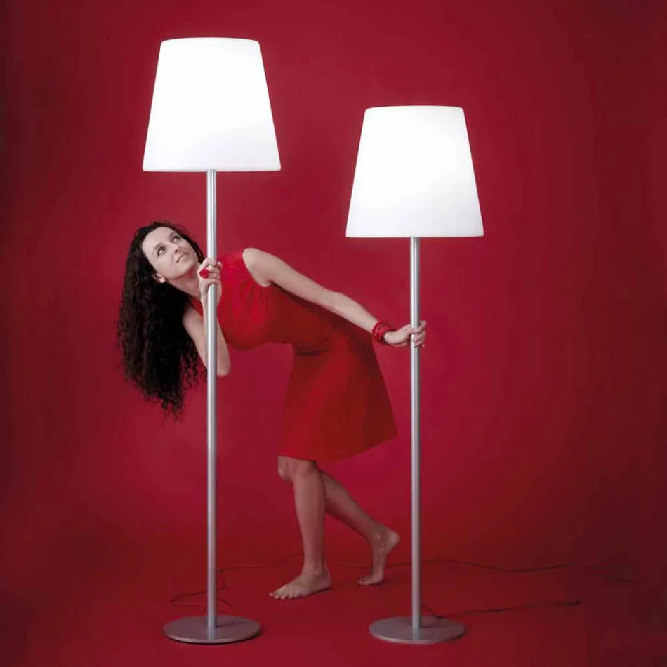 Projektimi i llambës së dyshemesë Ali Baba Steel Slide metal prodhuar në Itali Viadurini