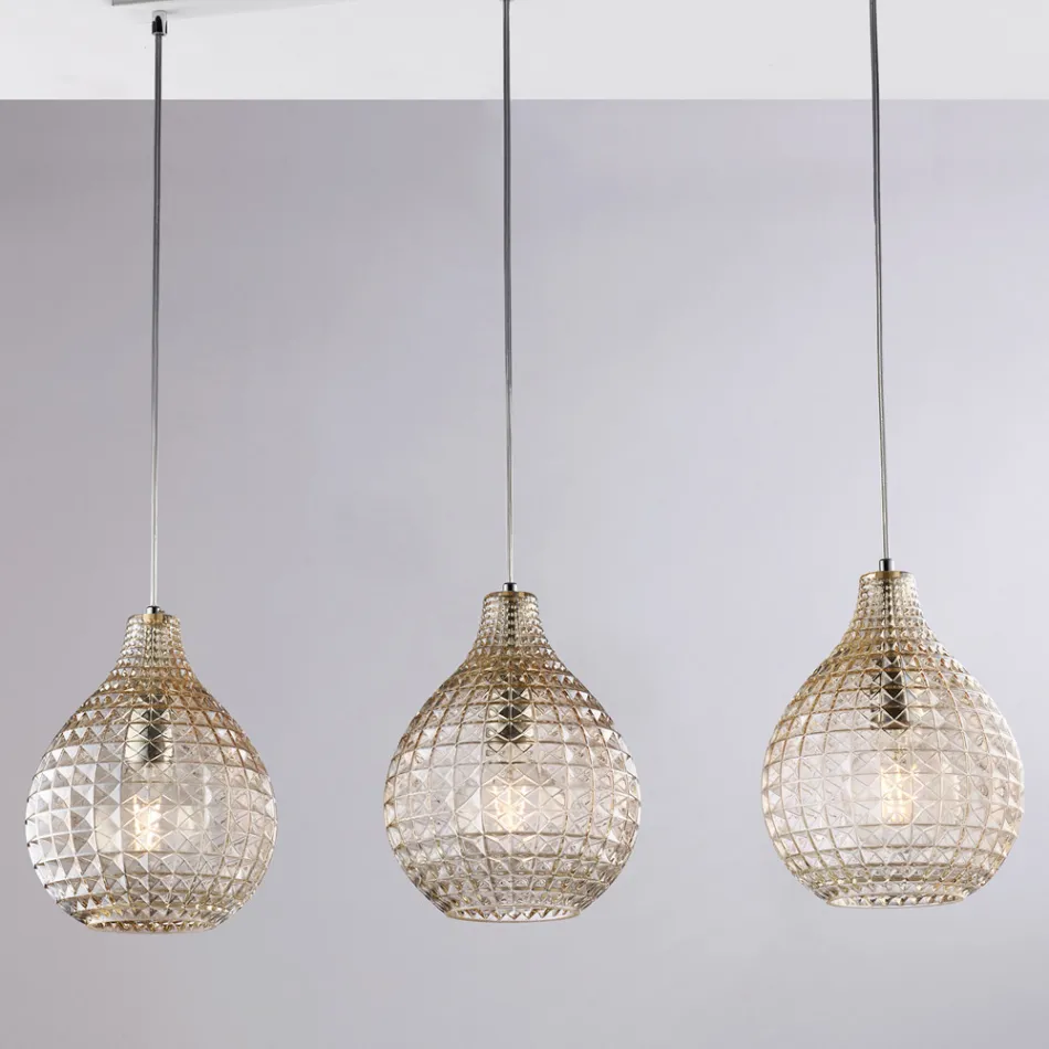 Llambë Elegante prej Qelqi dhe Metali e Prodhuar në Itali për Interiere të Rafinuara - Atlas Viadurini