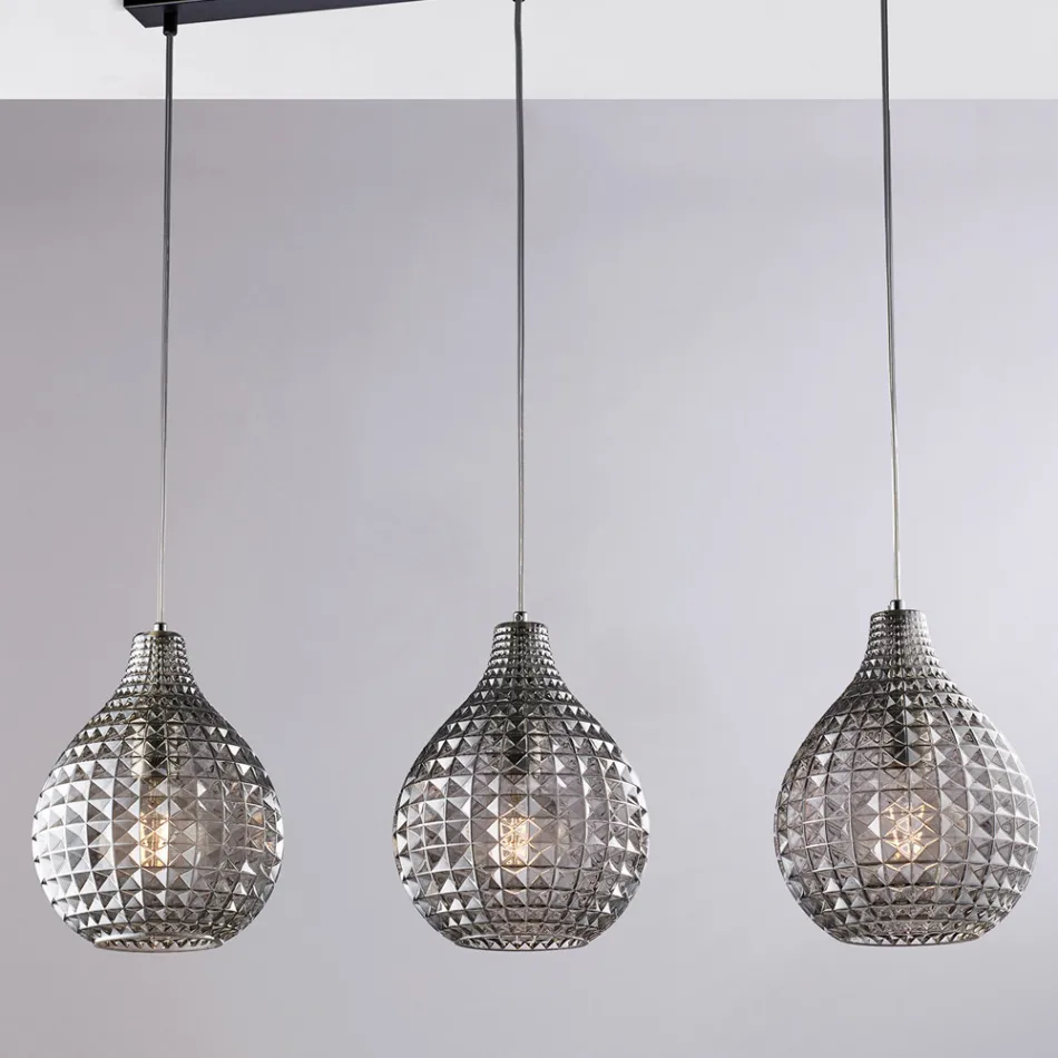 Llambë Elegante prej Qelqi dhe Metali e Prodhuar në Itali për Interiere të Rafinuara - Atlas Viadurini