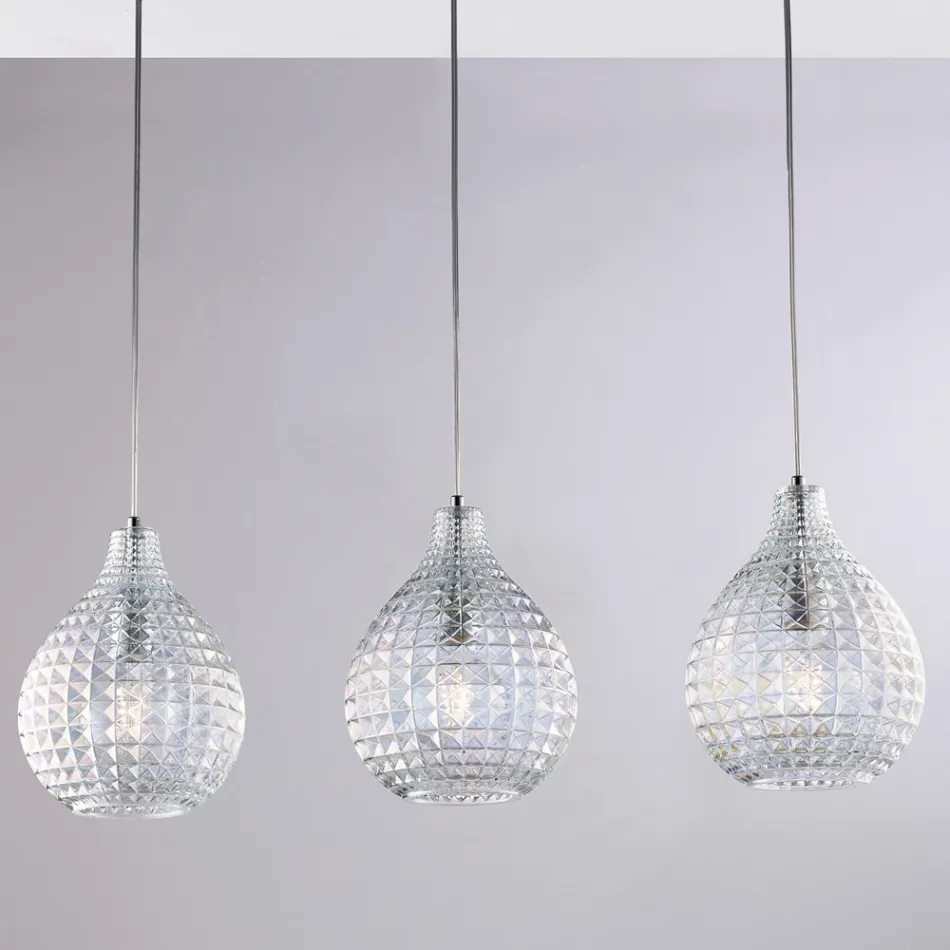 Llambë Elegante prej Qelqi dhe Metali e Prodhuar në Itali për Interiere të Rafinuara - Atlas Viadurini