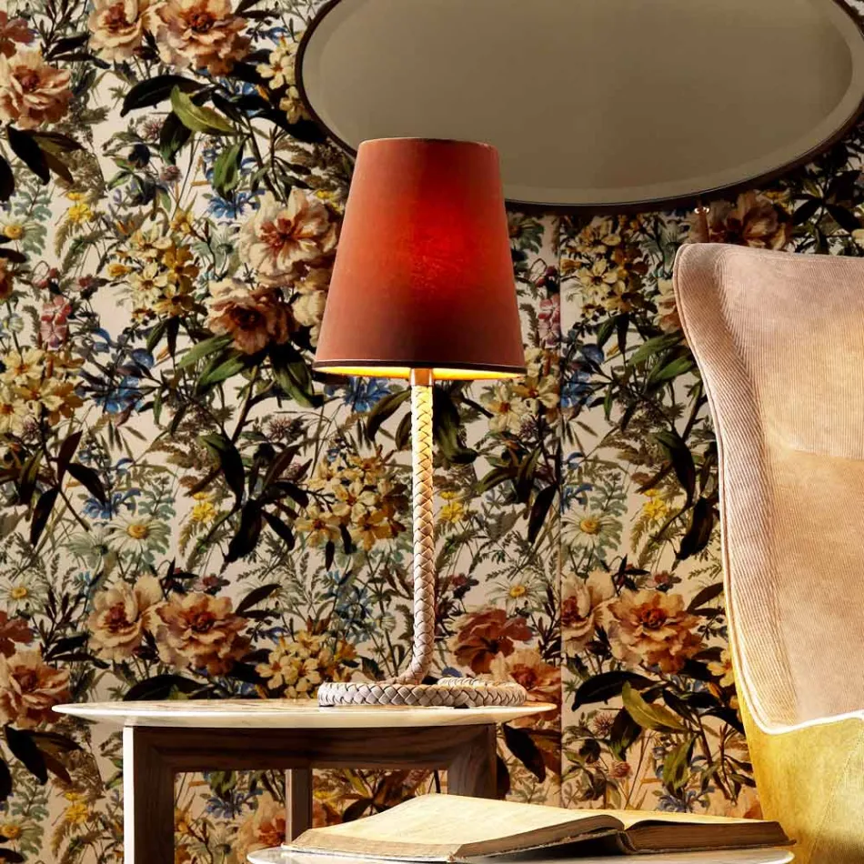 Pëlhurë e projektimit Grilli Snake dhe llambë tryeze lëkure e bërë në Itali Viadurini