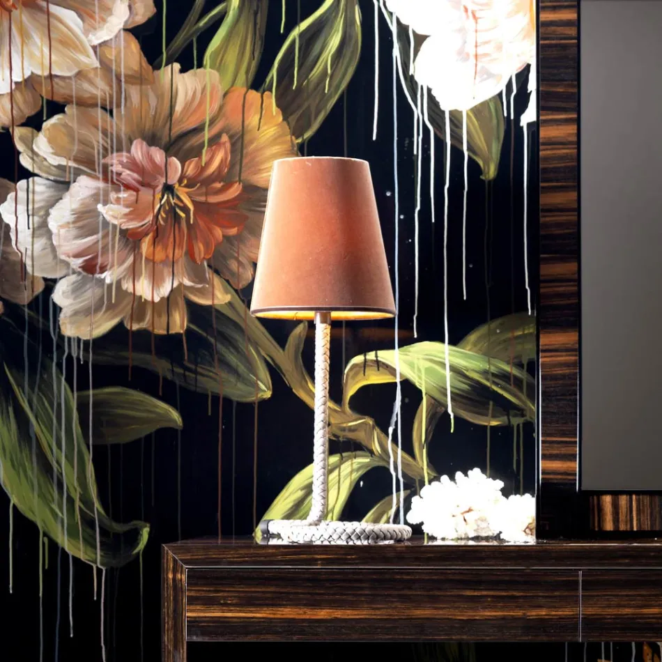 Pëlhurë e projektimit Grilli Snake dhe llambë tryeze lëkure e bërë në Itali Viadurini