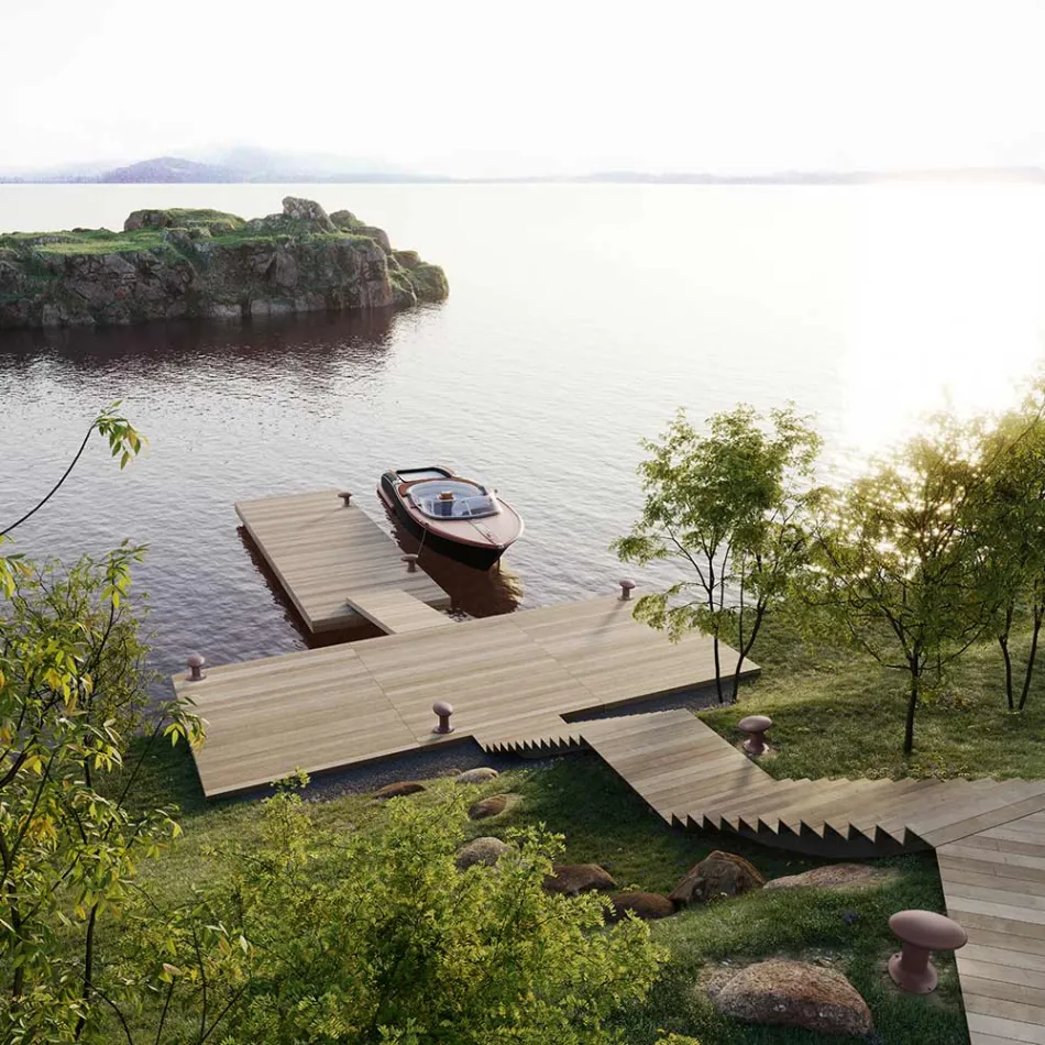 Dizajn Led Led Garden Llambë në Gize gri ose kafe - Bitta nga Il Fanale Viadurini