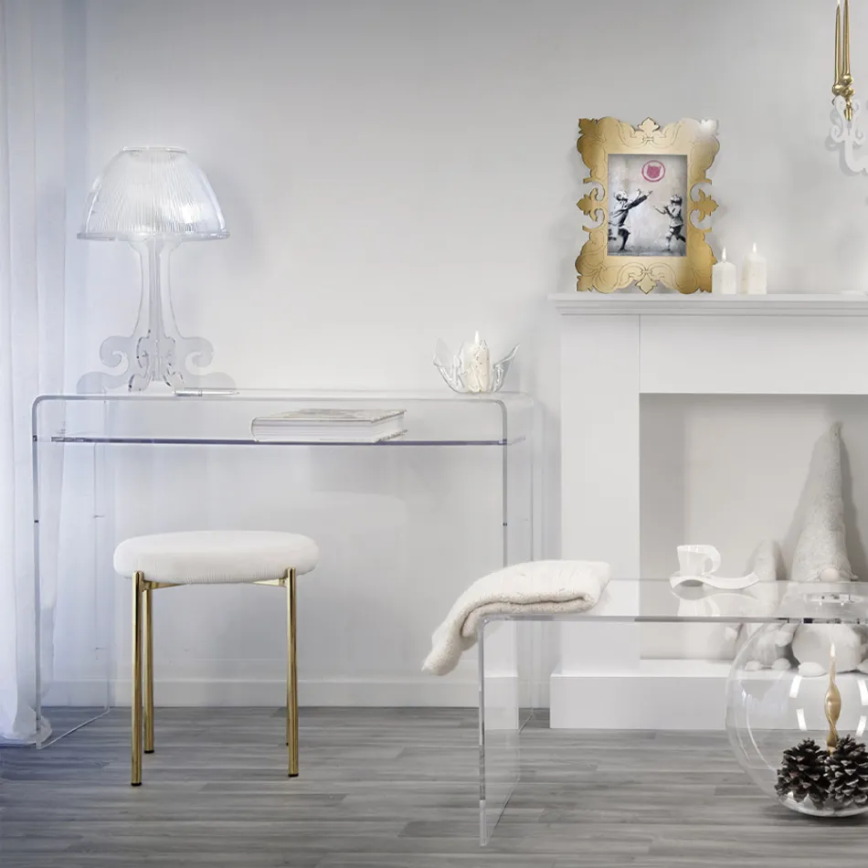 Llambë tavoline Led në pleksiglas transparente e prodhuar në Itali - Odette Viadurini