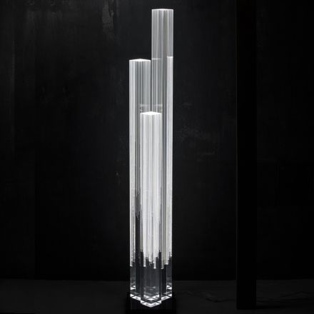 Llambë dyshemeje led kristali Triptik me dizajn saten akrilik - Crystol Viadurini