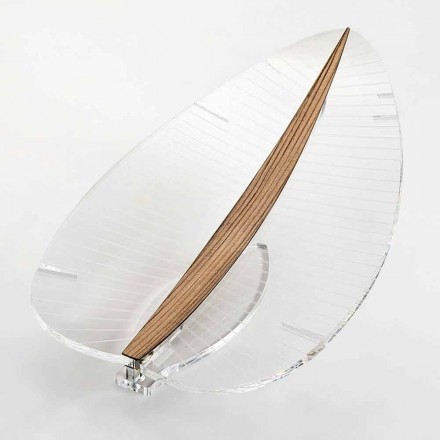 Llambë e Led në Argjend Transparencë Plexiglas prej Ari ose Dru i Projektuar - Foglialamp Viadurini