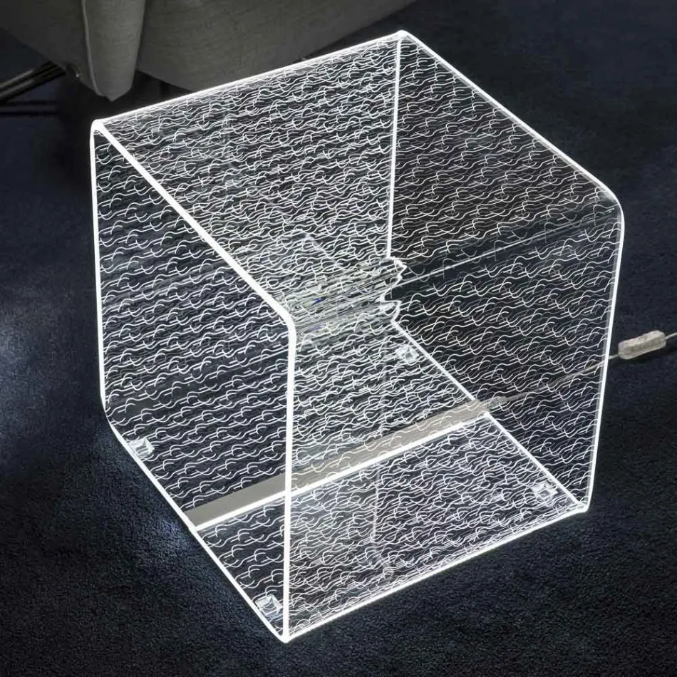 Llambë Led Rgb me Dekor Laser Kristal Akrilik Transparent - Robiola Viadurini