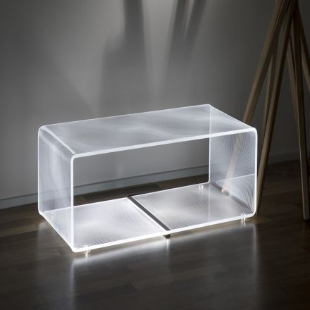 Dekor me lazer për tavolinë kafeje akrilike transparente me llambë Led - Robiola Viadurini