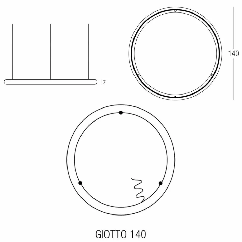 Llambë Pezullimi Moderne Round në Polietileni Prodhuar në Itali - Slide Giotto Viadurini