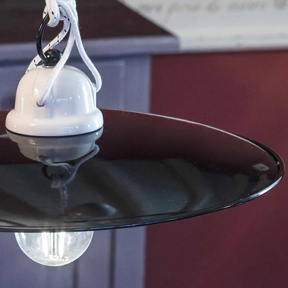 Llambë e varur për ulje-ngritje në qeramikë të bardhë dhe metal të zi - fuqi Viadurini