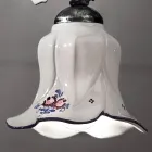 Llambë pezullimi në metal dhe qeramikë e dekoruar me dorë me trëndafil - Pisa Viadurini