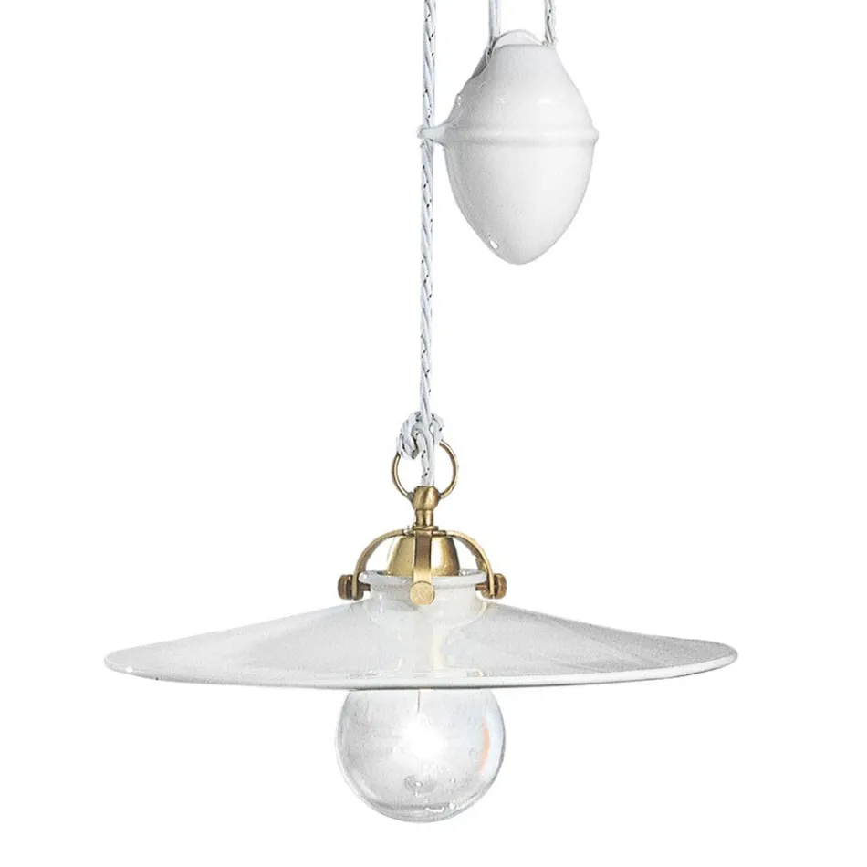 Llambë pezulluese lart e poshtë në hekur dhe qeramikë me shkëlqim 2 përmasash - Asti Viadurini