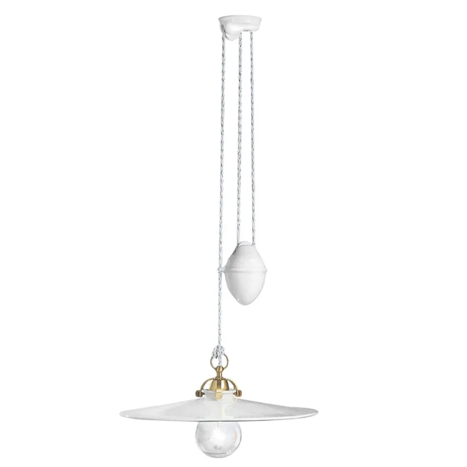 Llambë pezulluese lart e poshtë në hekur dhe qeramikë me shkëlqim 2 përmasash - Asti Viadurini