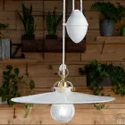 Llambë pezulluese lart e poshtë në hekur dhe qeramikë me shkëlqim 2 përmasash - Asti Viadurini