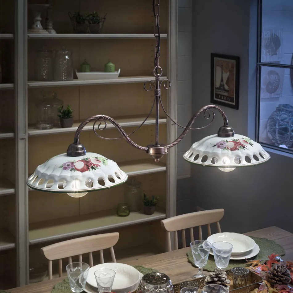 Llamba e varur 2 Drita ne Qeramike Dore me Passanastri - Napoli Viadurini