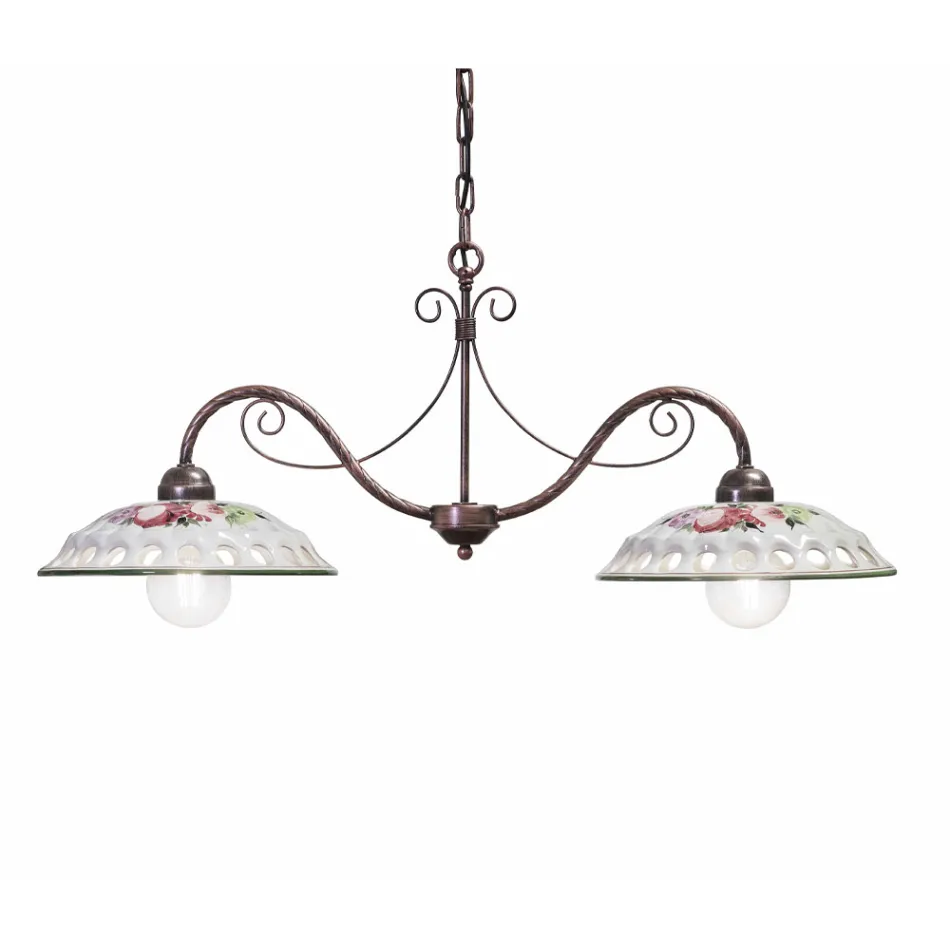 Llamba e varur 2 Drita ne Qeramike Pune Dore me Passanastri - Napoli Viadurini