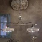 Llamba e varur Vintage 2 Drita në Qeramikë Hekuri të punuar me dorë - Alessandria Viadurini