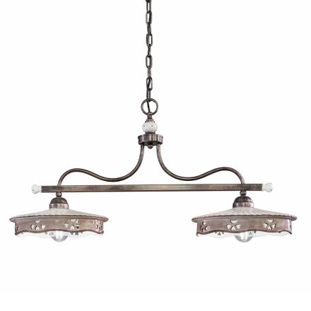 Llamba e varur Vintage 2 Drita në Qeramikë Hekuri të punuar me dorë - Alessandria Viadurini