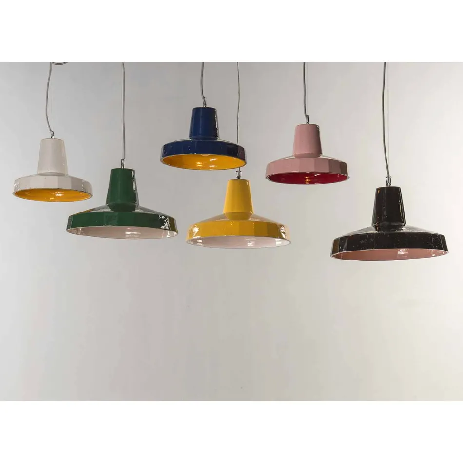 Llambë e pezulluar 30 cm, në bronz dhe majolica Toscan, Rossi Toscot Viadurini