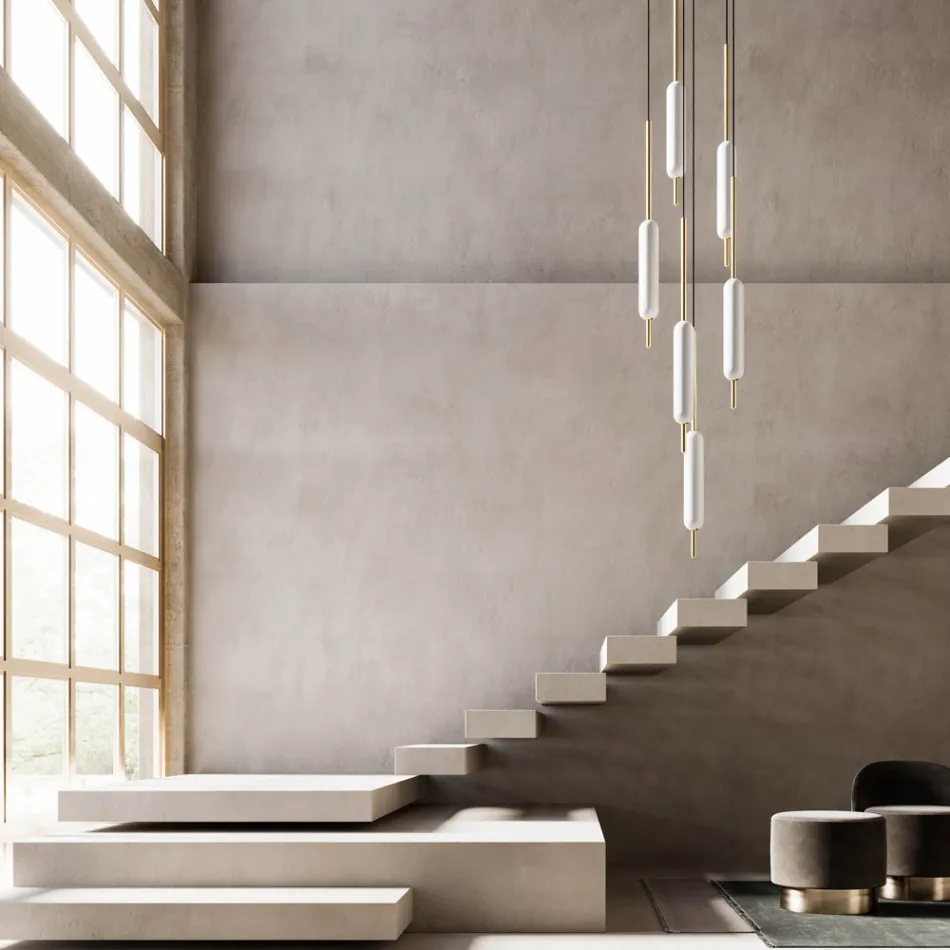 Llamba e varur me 1, 3 ose 6 drita në dizajn modern tunxhi - Typha nga Il Fanale Viadurini