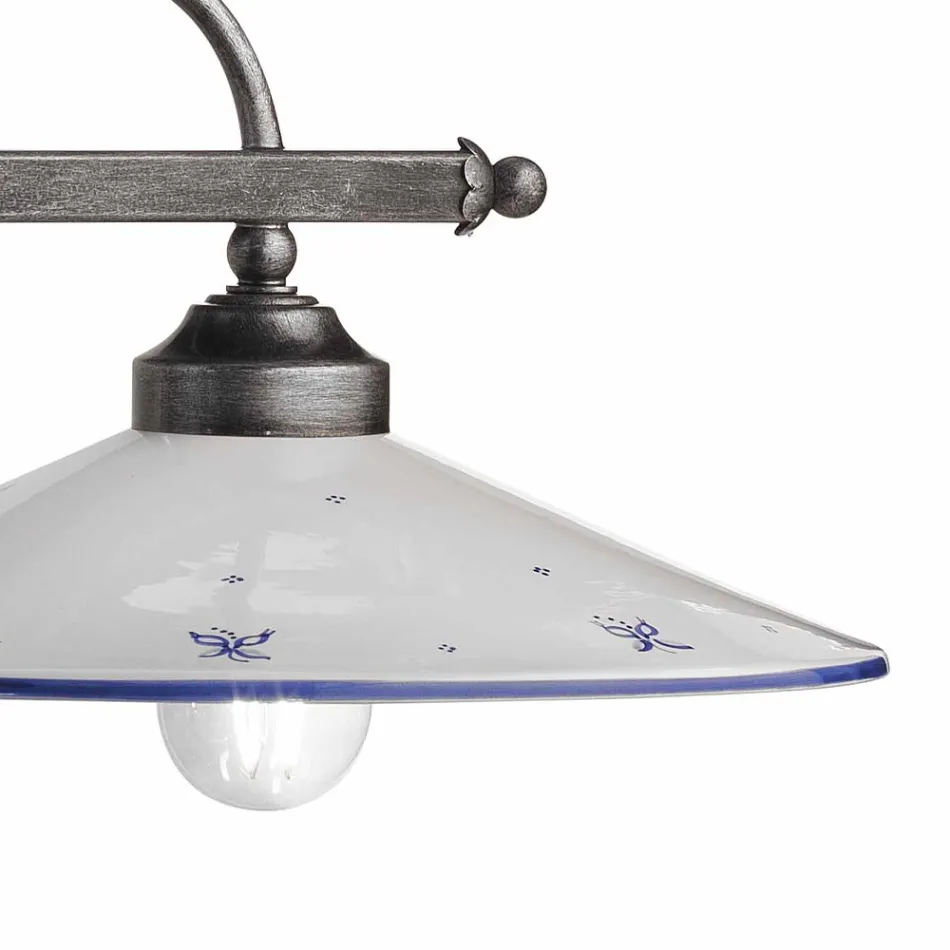 Llamba e varur me 2 drita ne dizenjo qeramike dhe hekur e lyer me dore - Asti Viadurini