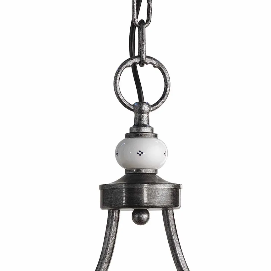 Llamba e varur me 2 drita ne dizenjo qeramike dhe hekur e lyer me dore - Asti Viadurini