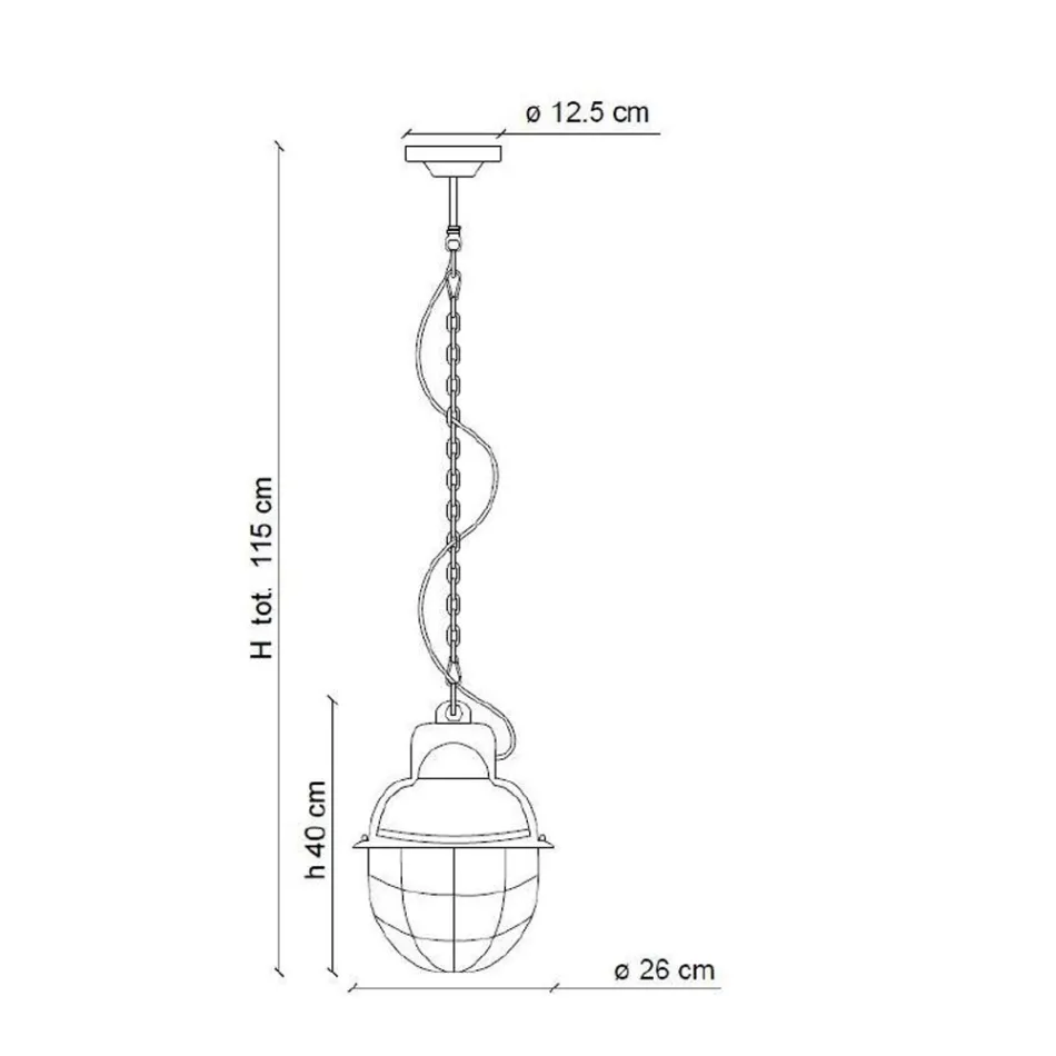 Llambë varëse e punuar me dorë në hekur dhe qeramikë me rrjetë - Industriale Viadurini
